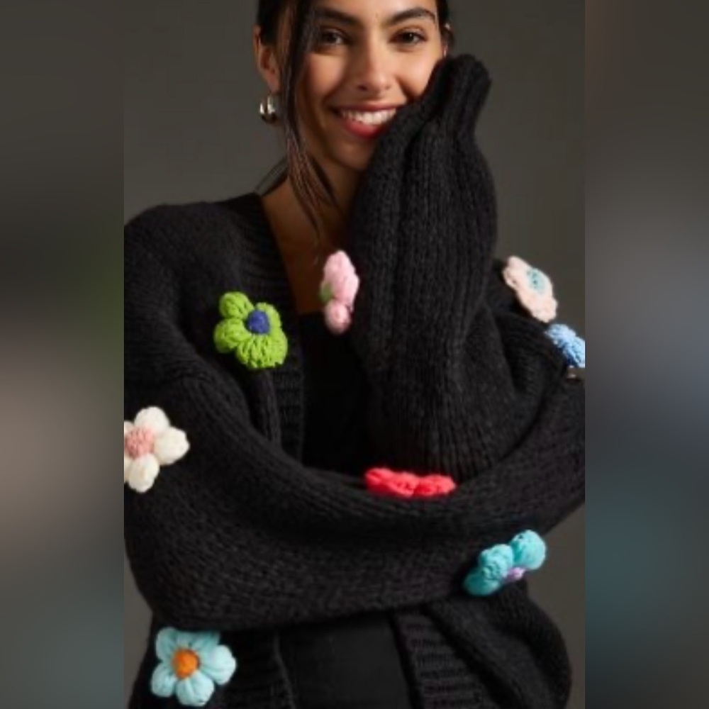 Cute 3D flower cardigan.  One size